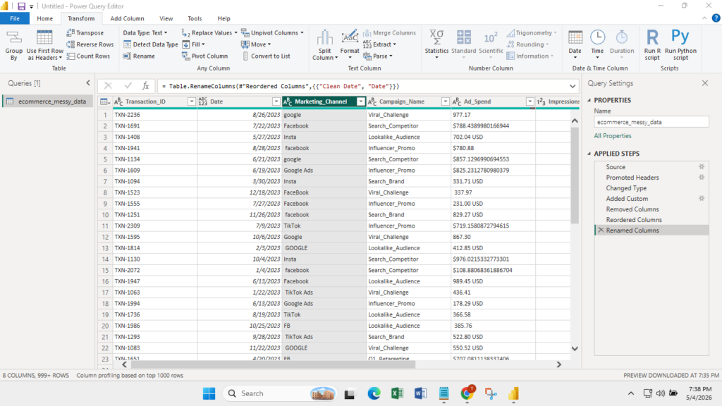 messy marketing channel tab