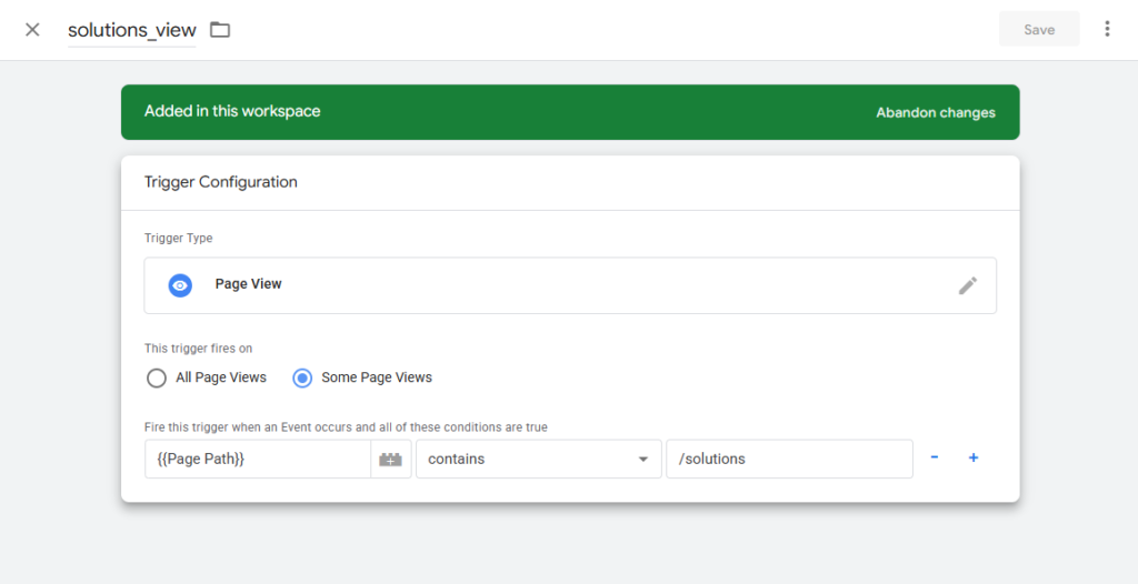 page path trigger