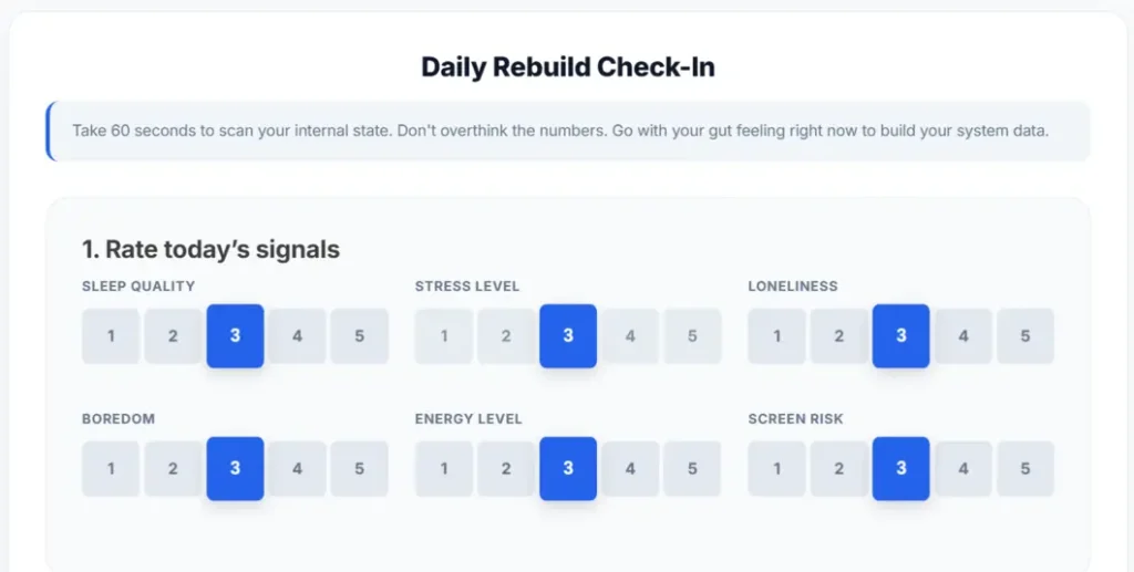 RebuildOS daily checkin